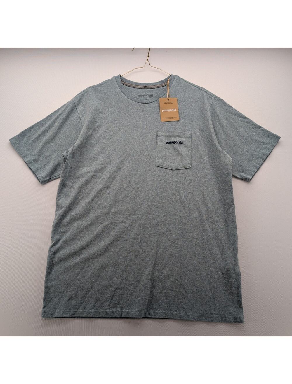 NWT Patagonia Men's Boardshort Logo Pocket Responsibili-Tee in Blue Sage sz S